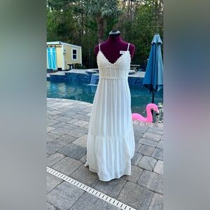 Lush White Crochet Detail Top